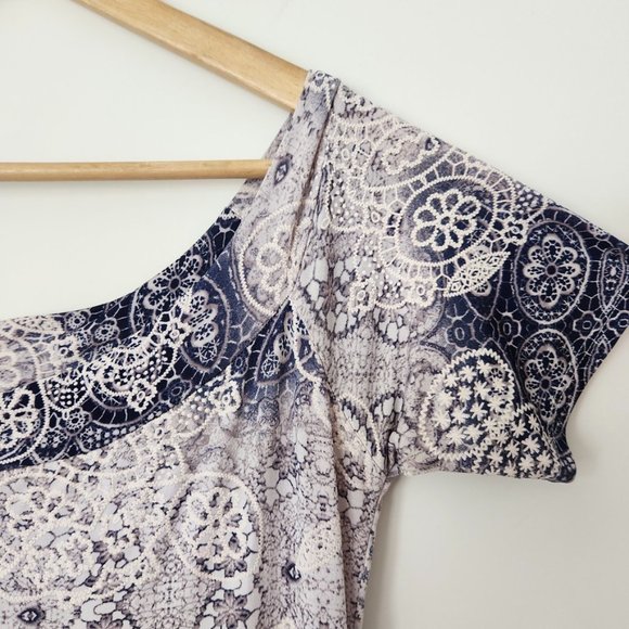 Vintage Cottagecore Maxi‎ Dress Floral 3D Texture Purple White Y2K // Medium - Picture 9 of 15